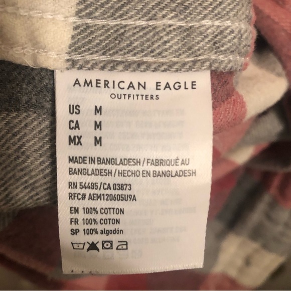 American Eagle Flannel Lumber Jack Plaid Button Up Super Soft Shirt - Picture 7 of 12